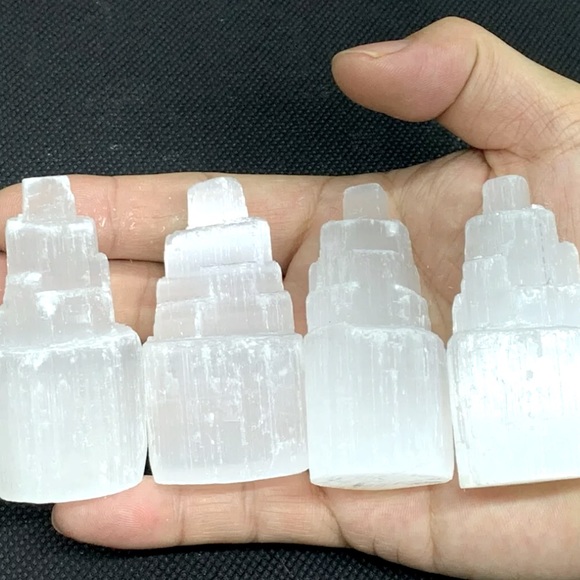 Earth Art hand crafted artisan Other - Genuine Selenite home protection (Set of four towers)